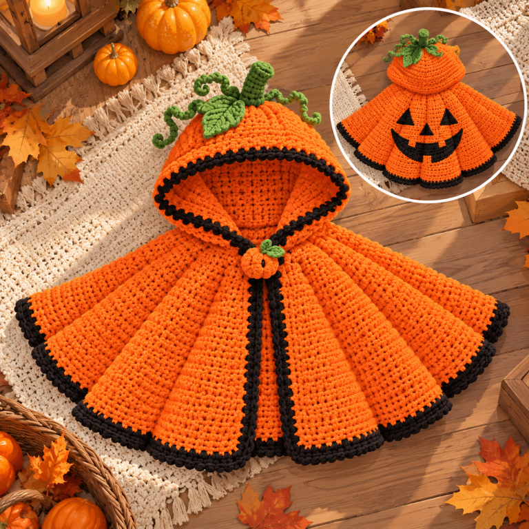 Hooded Pumpkin Cape Crochet Pattern – Free Toddler Costume