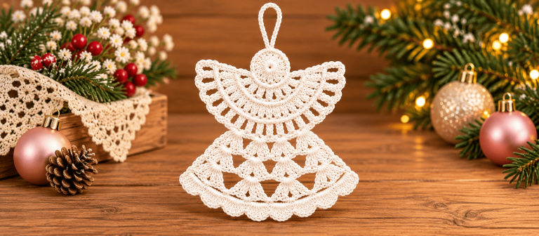 Crochet Angel Ornament Free Pattern (One-Piece, No Sewing)