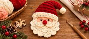 Crochet Santa Applique Pattern – Free Christmas Ornament