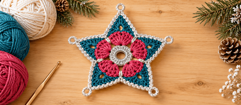 Crochet Star Ornament Pattern – Free, No Sewing Needed